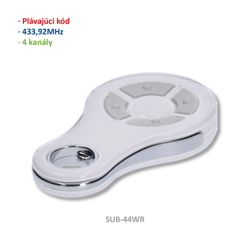 4-kanálový vysílač, plovoucí kód, voděodolný, bílý